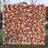 Aperturee - Aperturee Warm Color Rose Fabric Faux Floral Wall Party Decor